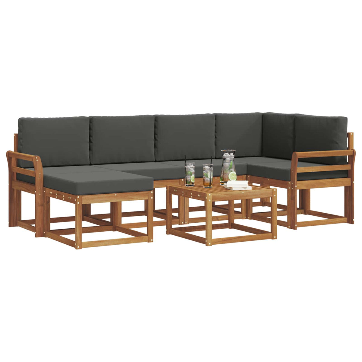 Set vanjskih sofa 7 kom. Prirodna i antracit