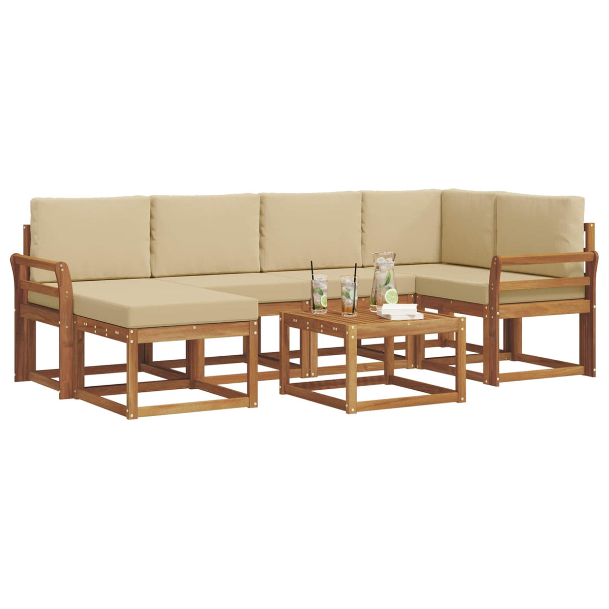 Set vanjskih sofa 7 kom. Prirodna i bež
