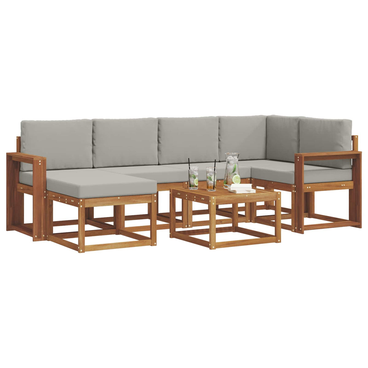 Set vanjskih sofa 7 kom. Prirodna i svijetlo siva
