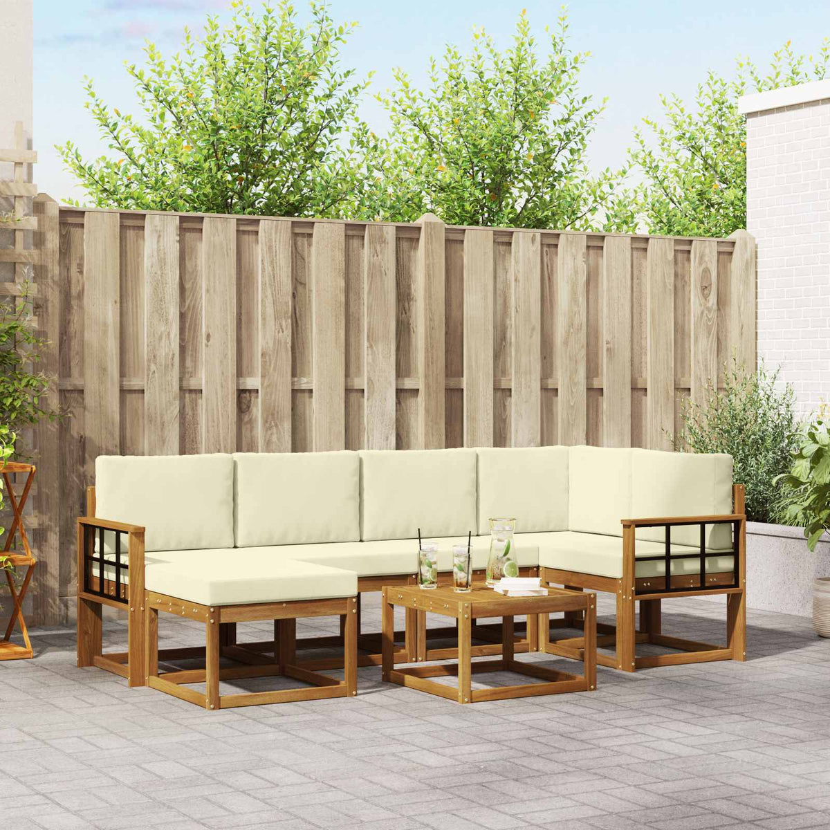 Set vanjskih sofa 7 kom. Prirodna i krem