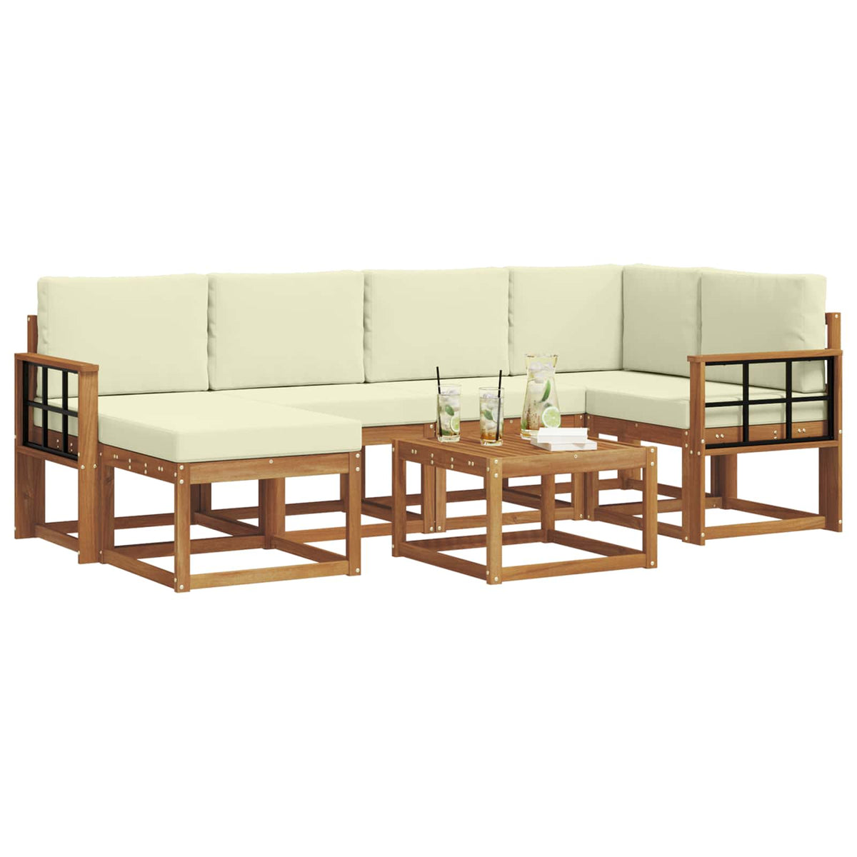 Set vanjskih sofa 7 kom. Prirodna i krem