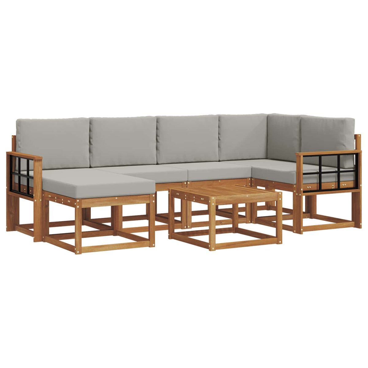 Set vanjskih sofa 7 kom. Prirodna i svijetlo siva