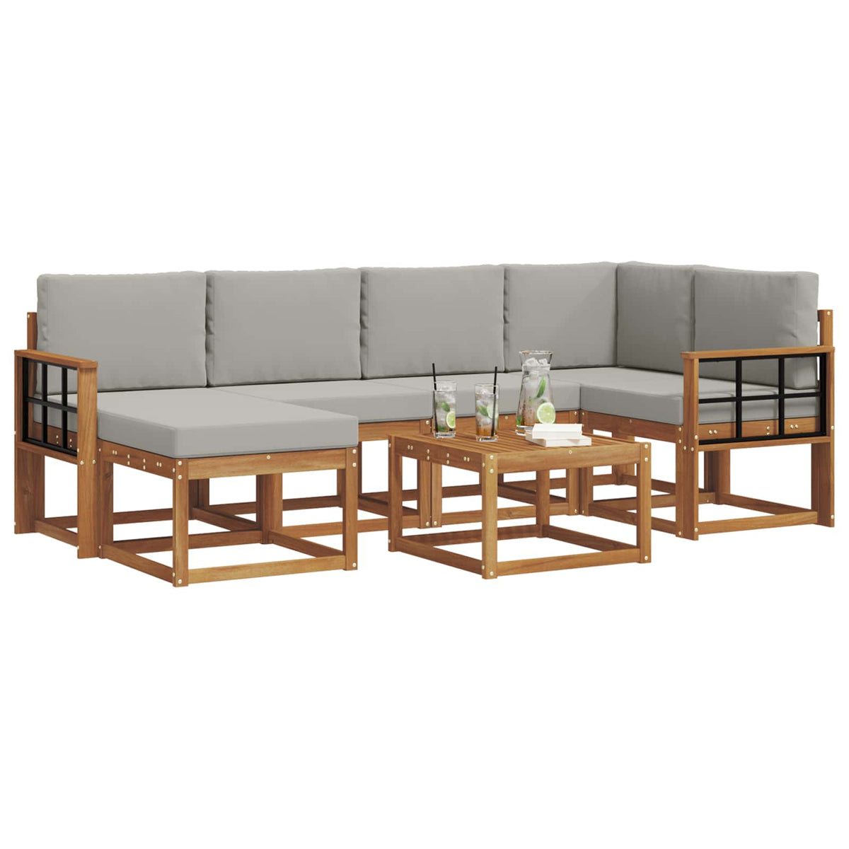 Set vanjskih sofa 7 kom. Prirodna i svijetlo siva