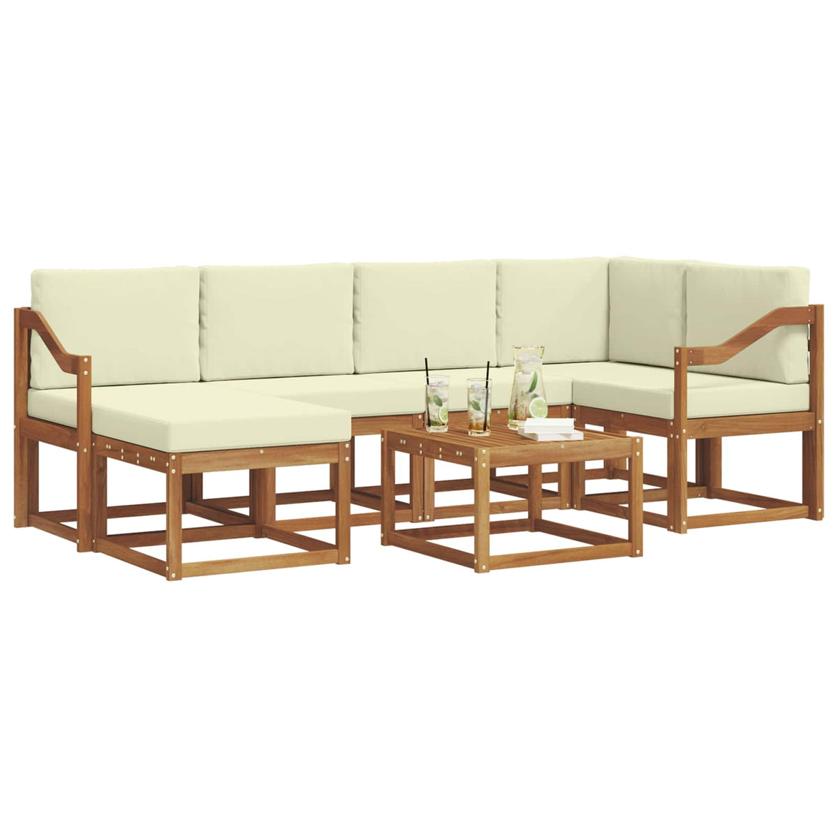 Set vanjskih sofa 7 kom. Prirodna i krem