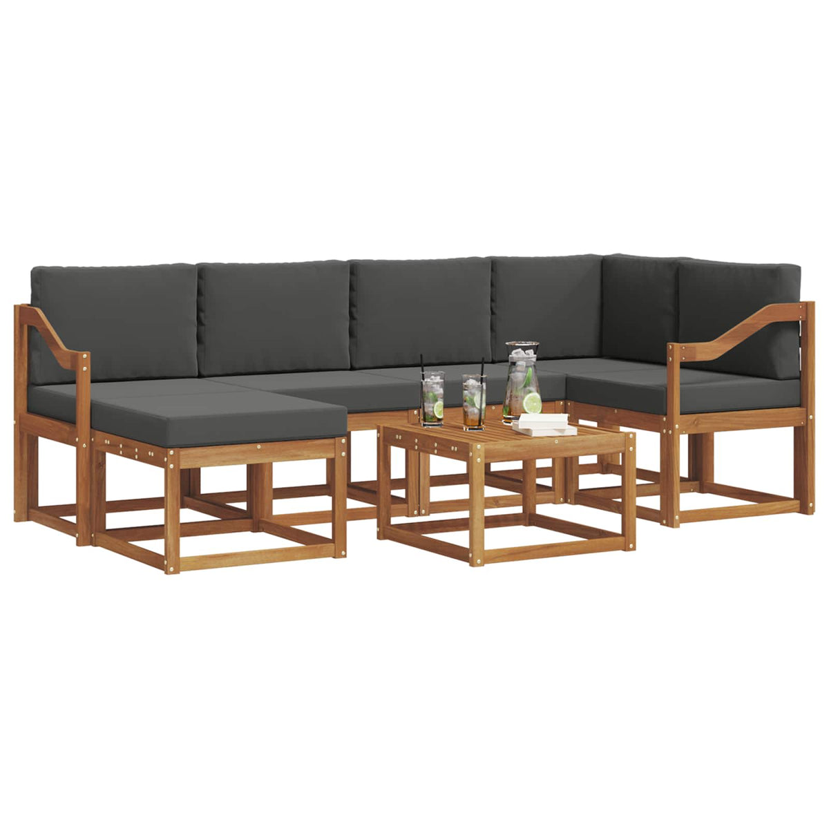 Set vanjskih sofa 7 kom. Prirodna i antracit