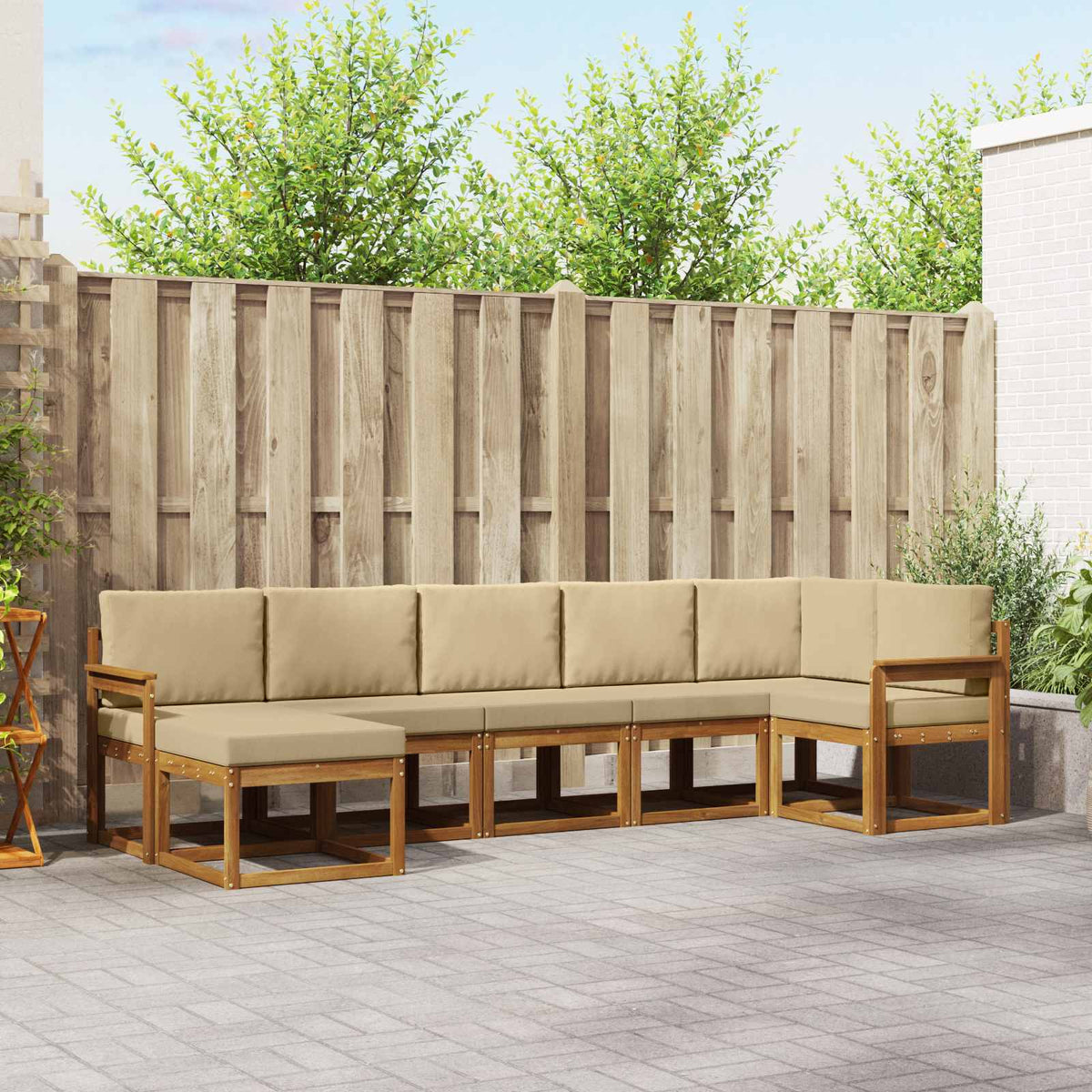 Set vanjskih sofa s jastukom 7 pcs Prirodna i bež