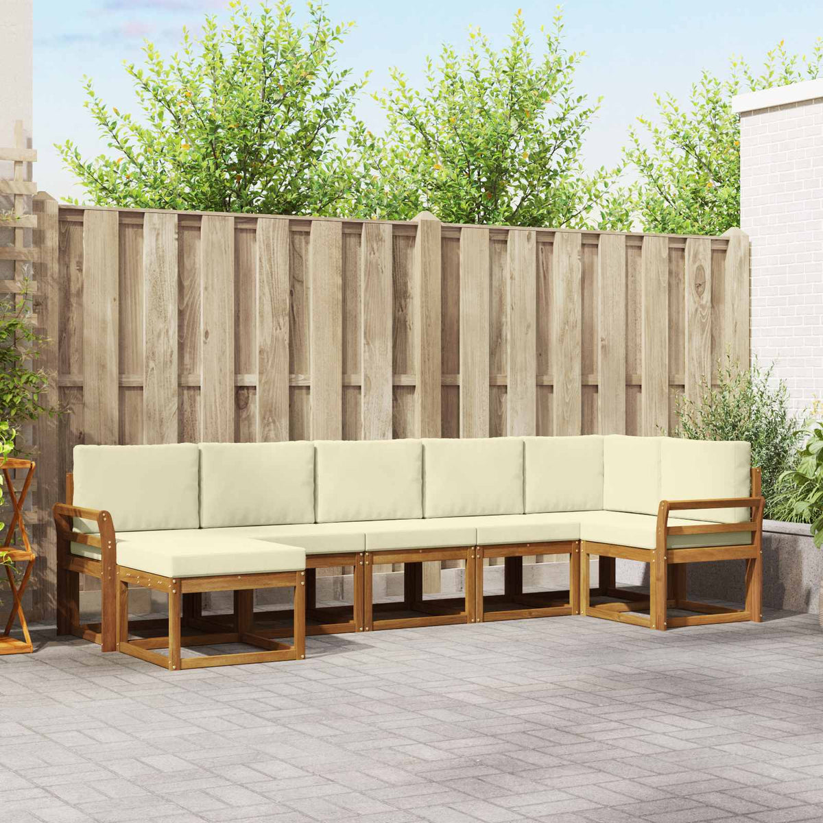 Set vanjskih sofa s jastukom 7 pcs Prirodna i krem