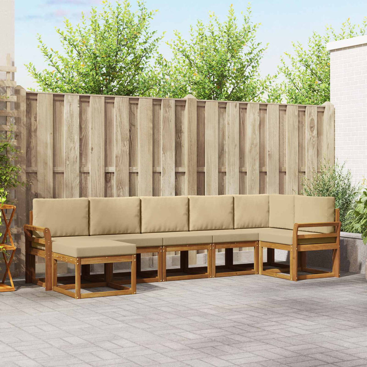 Set vanjskih sofa s jastukom 7 pcs Prirodna i bež