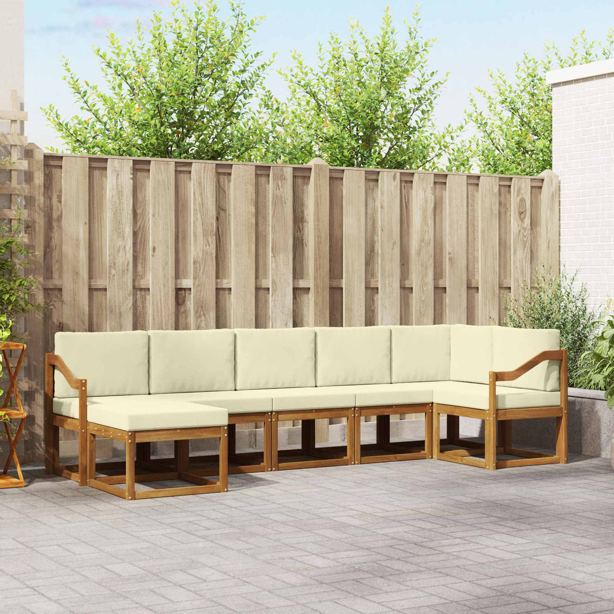 Set vanjskih sofa s jastukom 7 pcs Prirodna i krem
