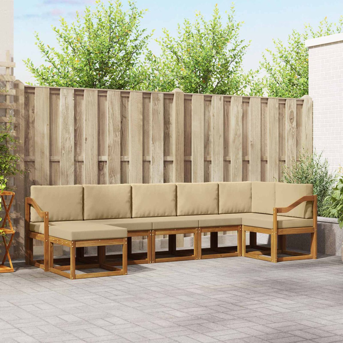 Set vanjskih sofa s jastukom 7 pcs Prirodna i bež