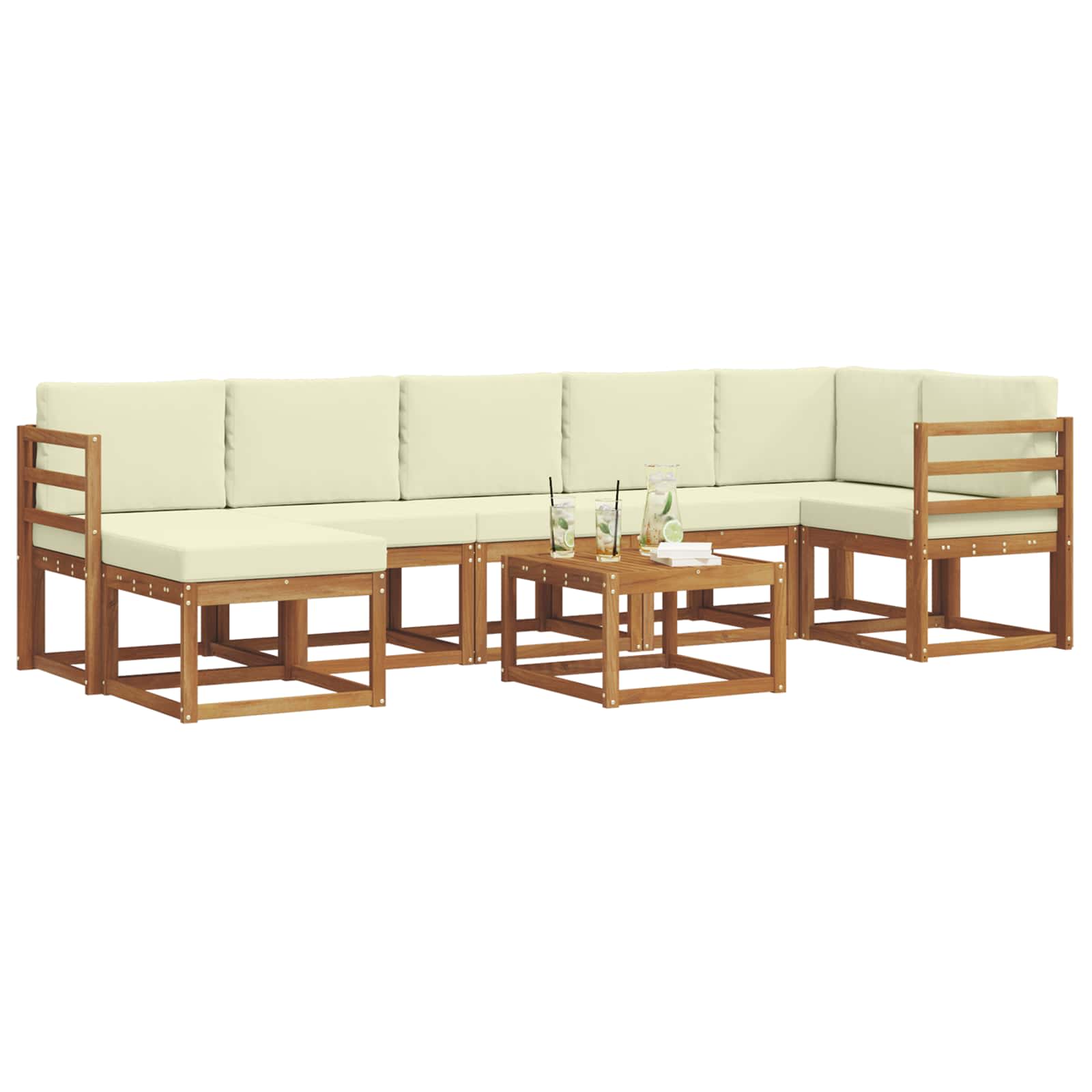 Set vanjskih sofa s jastukom 8 pcs Prirodna i krem