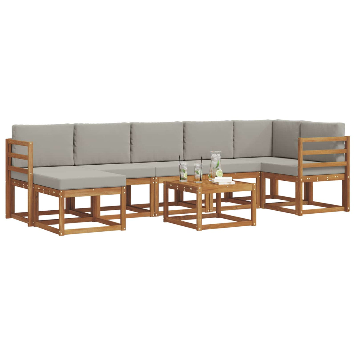 Set vanjskih sofa 8 kom. Prirodna i svijetlo siva