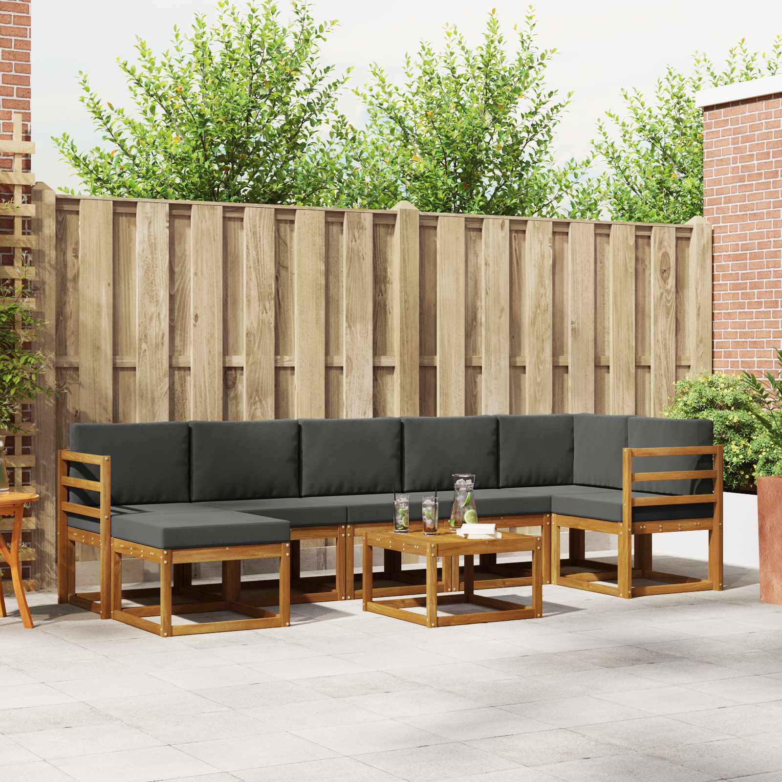 Set vanjskih sofa s jastukom 8 pcs Prirodna i antracit