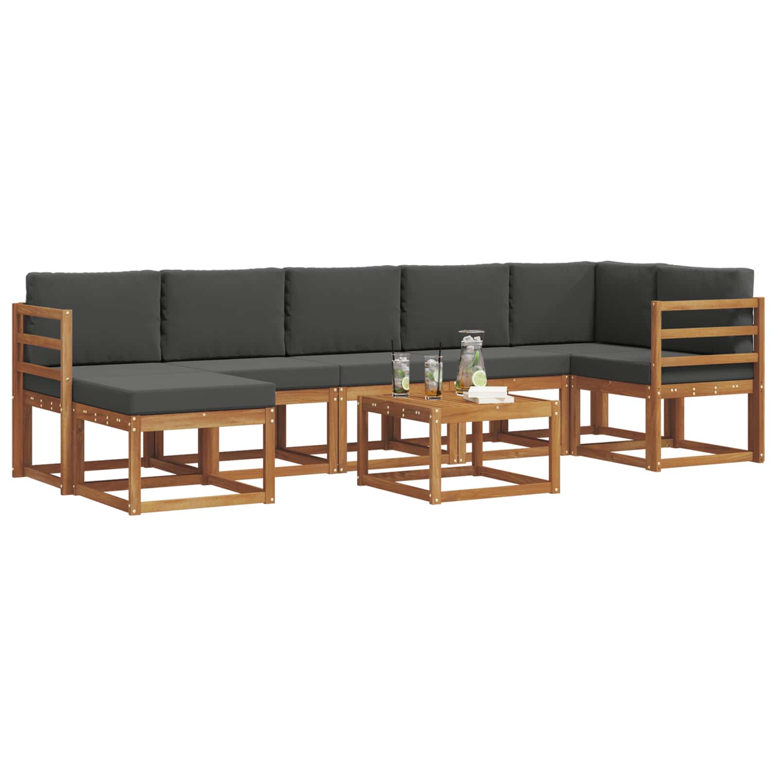 Set vanjskih sofa s jastukom 8 pcs Prirodna i antracit
