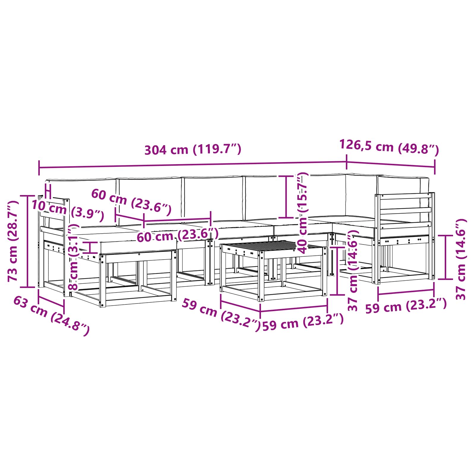 Set vanjskih sofa s jastukom 8 pcs Prirodna i antracit