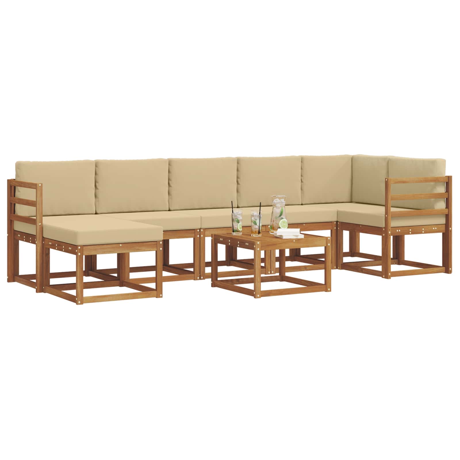 Set vanjskih sofa s jastukom 8 pcs Prirodna i bež
