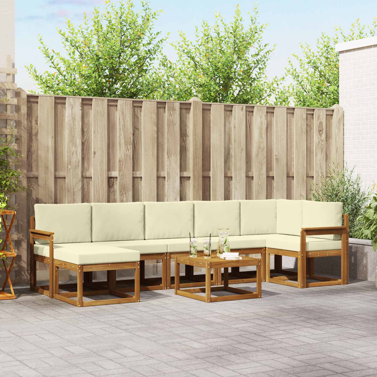 Set vanjskih sofa s jastukom 8 pcs Prirodna i krem
