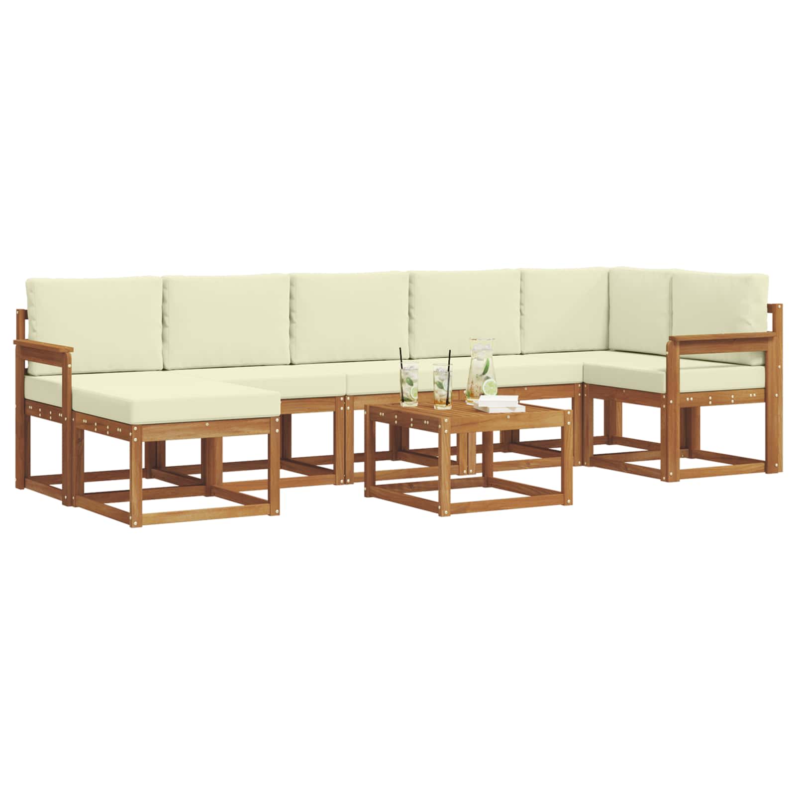 Set vanjskih sofa s jastukom 8 pcs Prirodna i krem