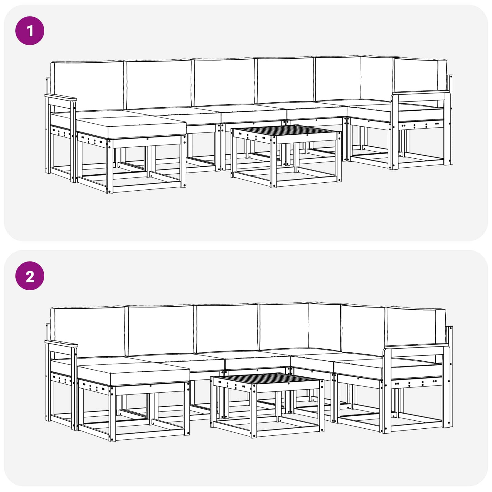 Set vanjskih sofa s jastukom 8 pcs Prirodna i krem