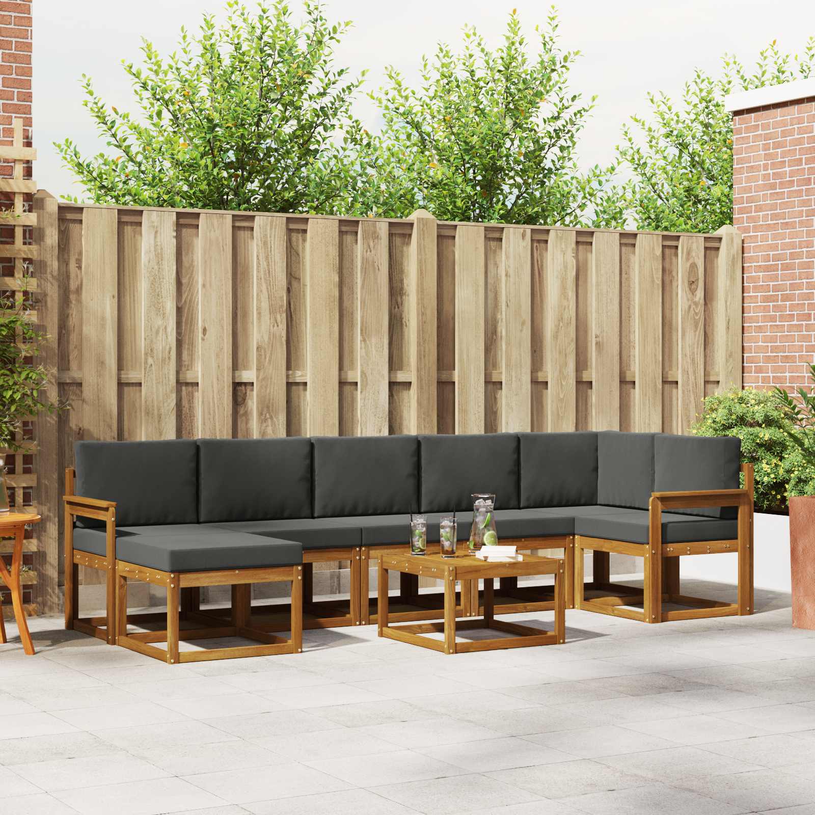 Set vanjskih sofa s jastukom 8 pcs Prirodna i antracit