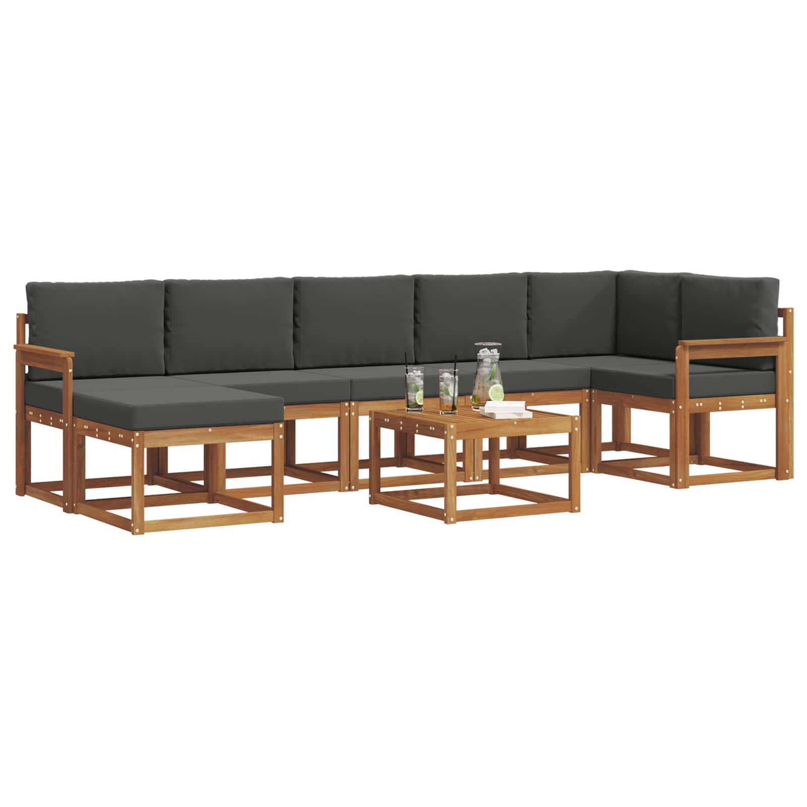 Set vanjskih sofa s jastukom 8 pcs Prirodna i antracit