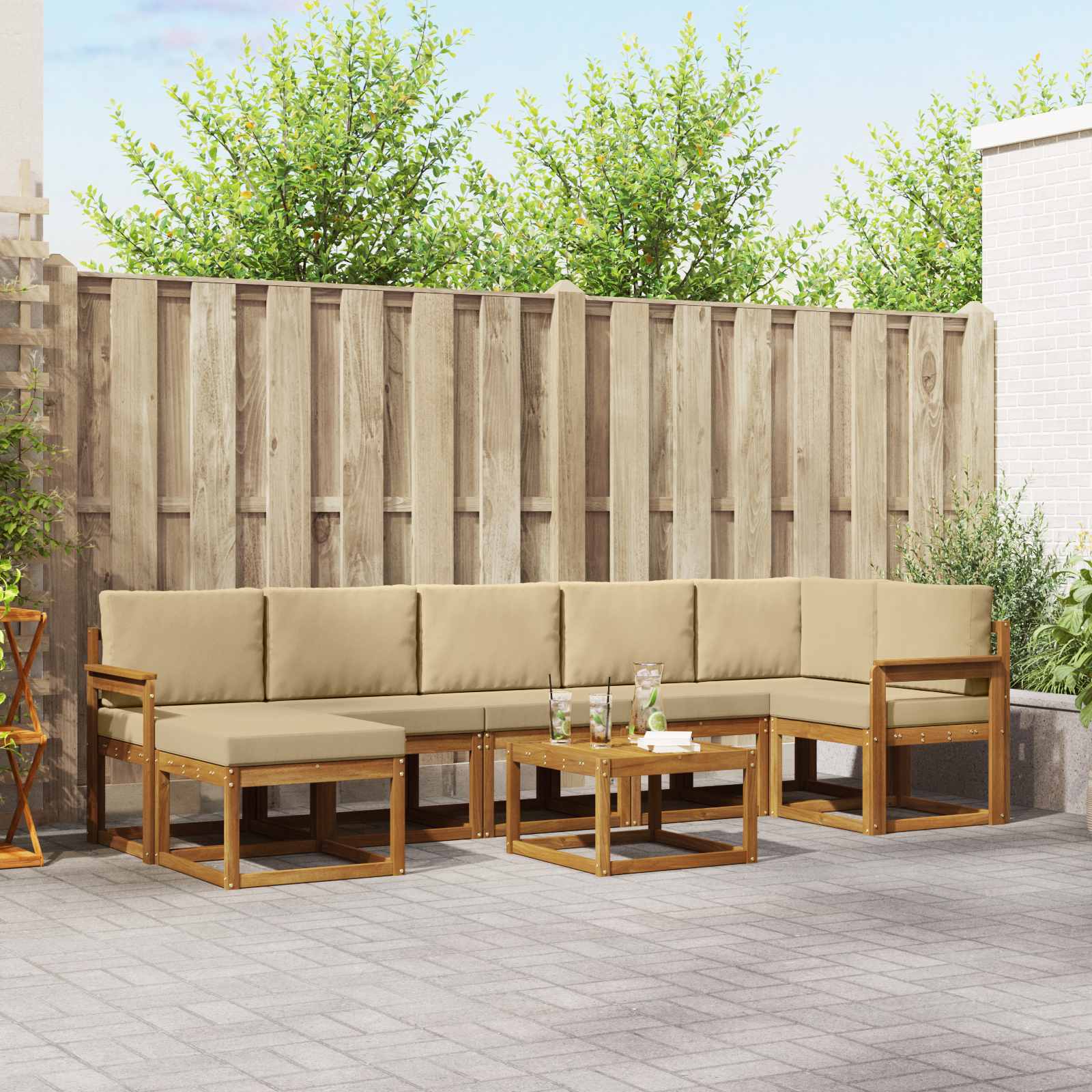 Set vanjskih sofa s jastukom 8 pcs Prirodna i bež