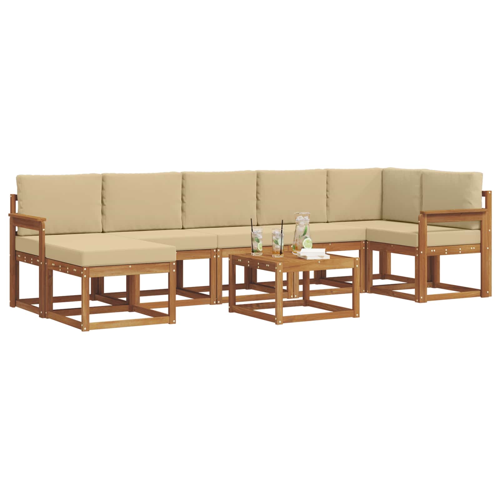 Set vanjskih sofa s jastukom 8 pcs Prirodna i bež