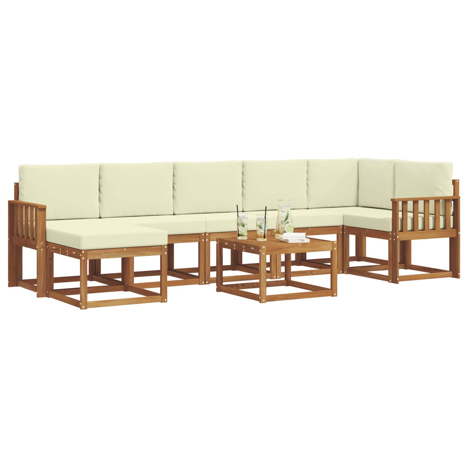 Set vanjskih sofa s jastukom 8 pcs Prirodna i krem