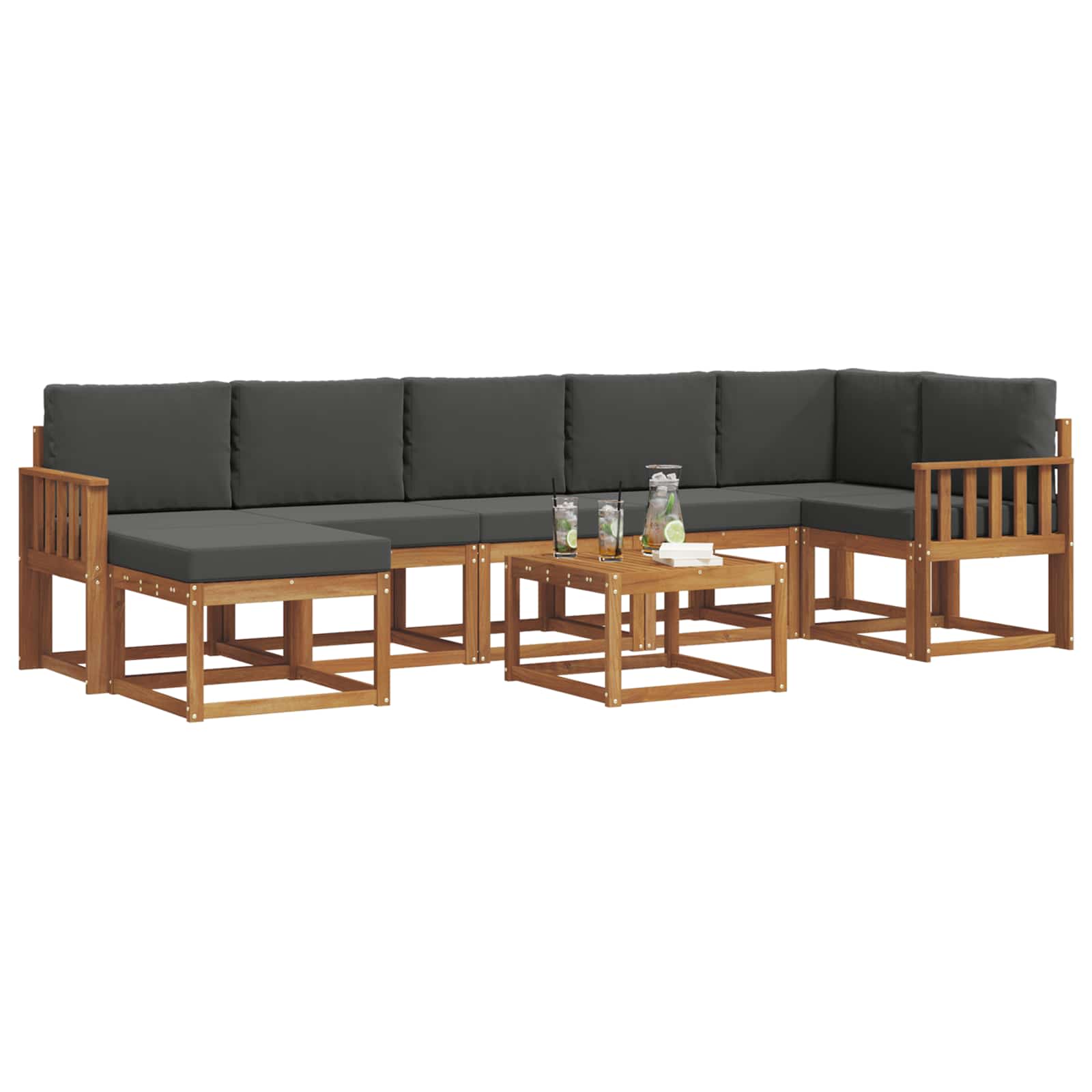 Set vanjskih sofa s jastukom 8 pcs Prirodna i antracit