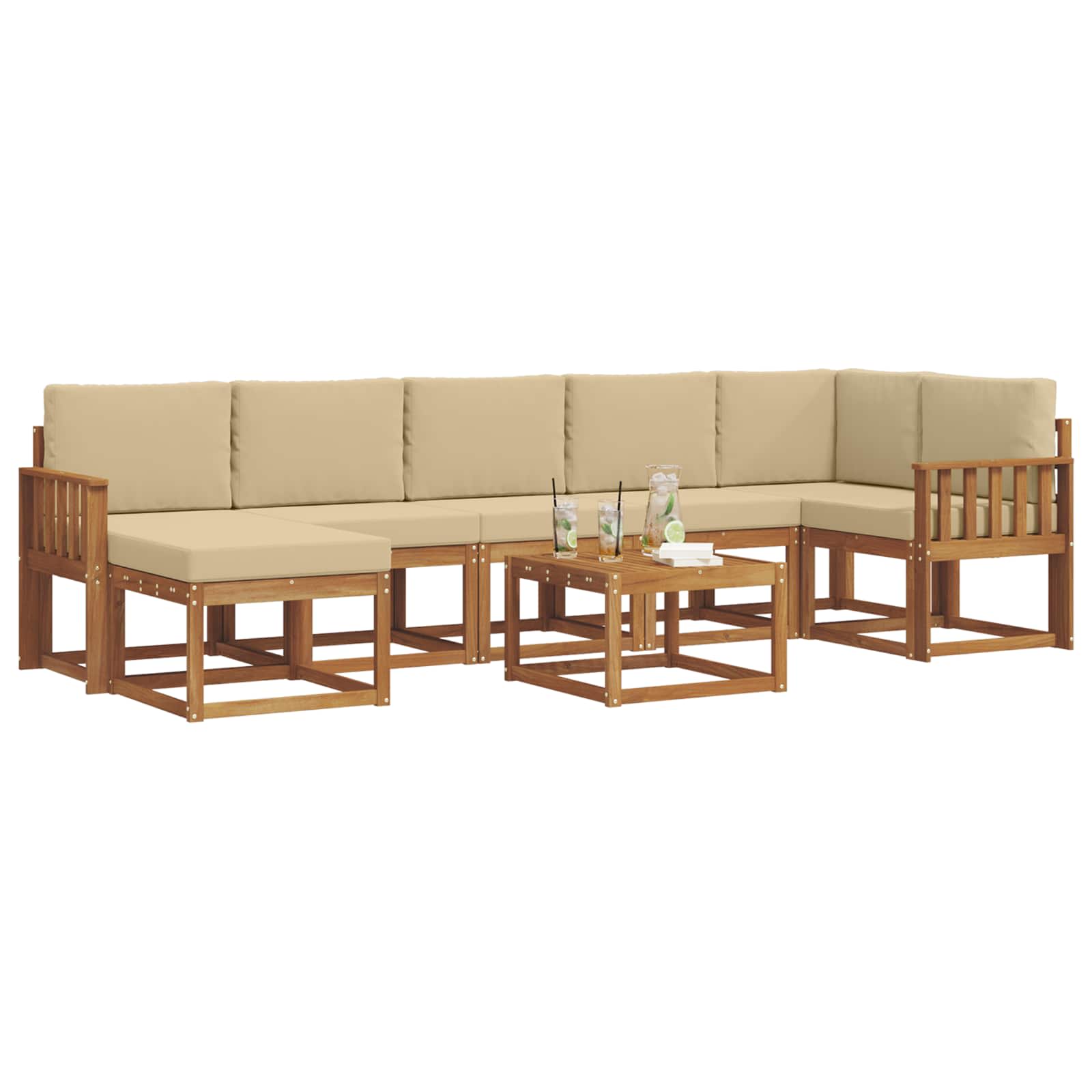 Set vanjskih sofa s jastukom 8 pcs Prirodna i bež