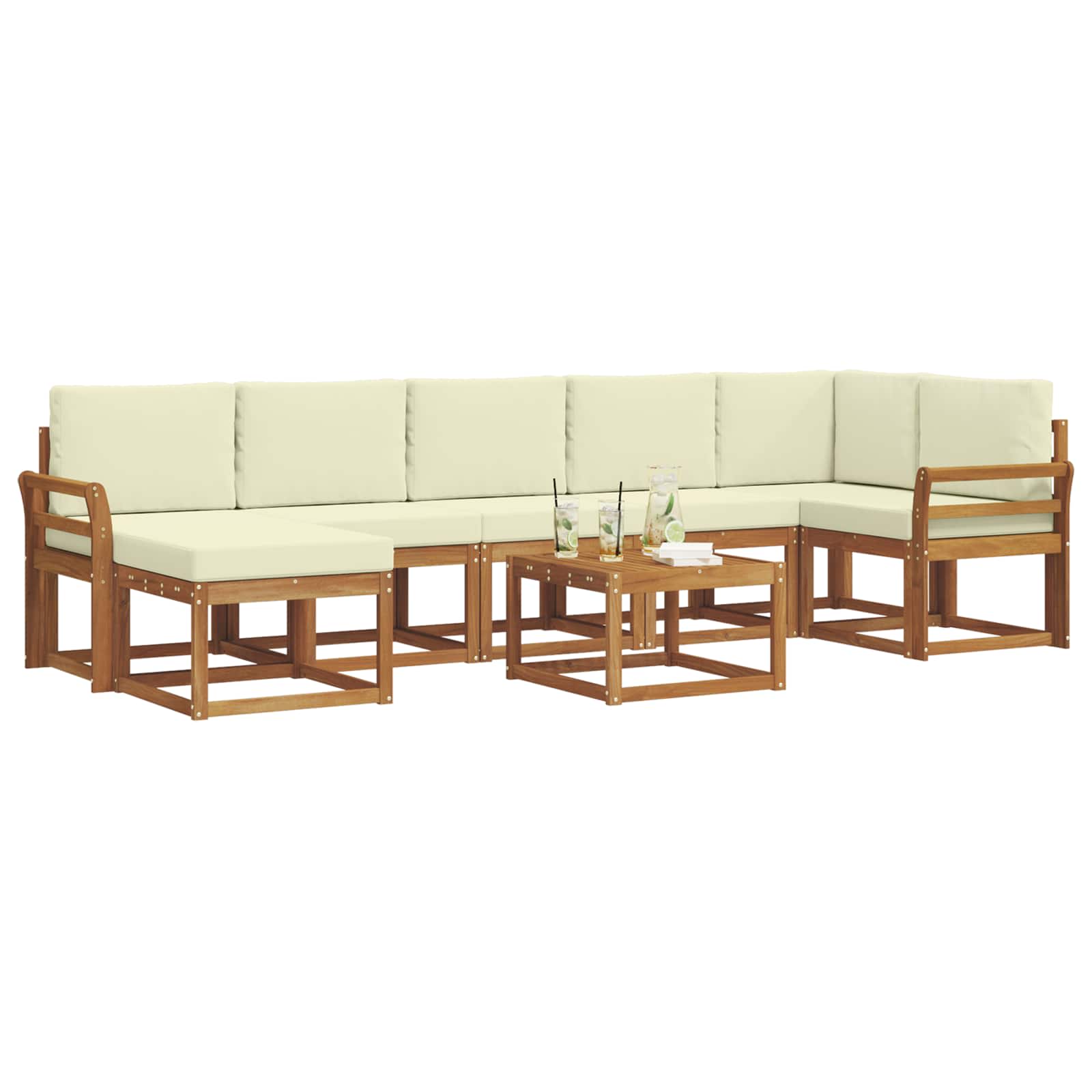 Set vanjskih sofa s jastukom 8 pcs Prirodna i krem