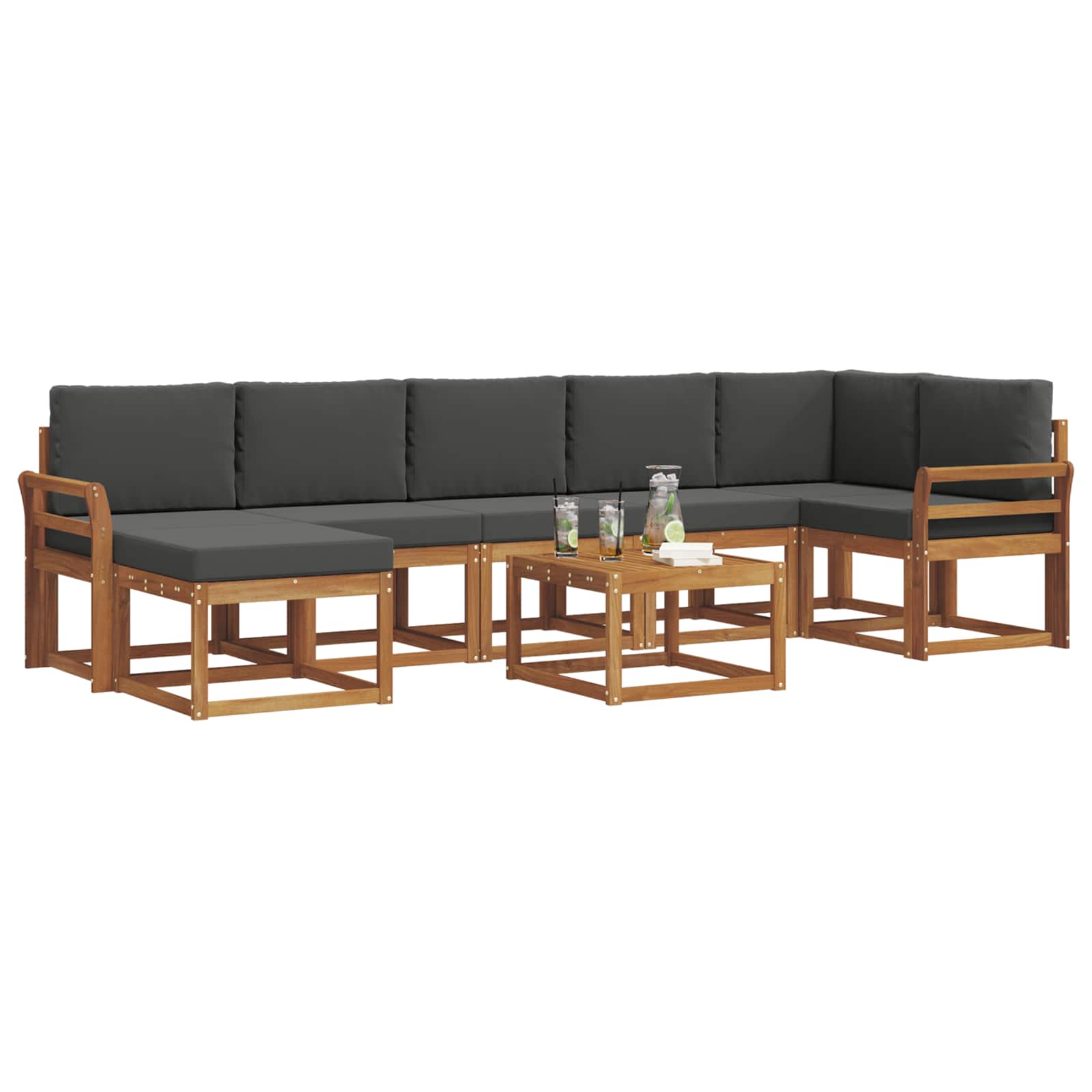 Set vanjskih sofa s jastukom 8 pcs Prirodna i antracit