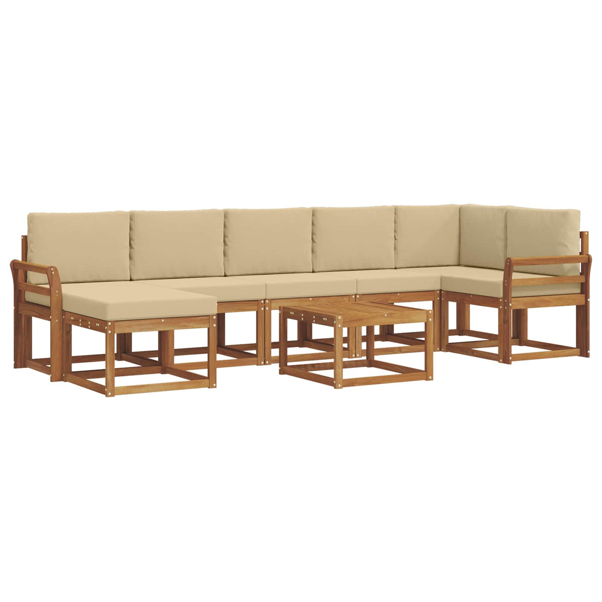 Set vanjskih sofa s jastukom 8 pcs Prirodna i bež