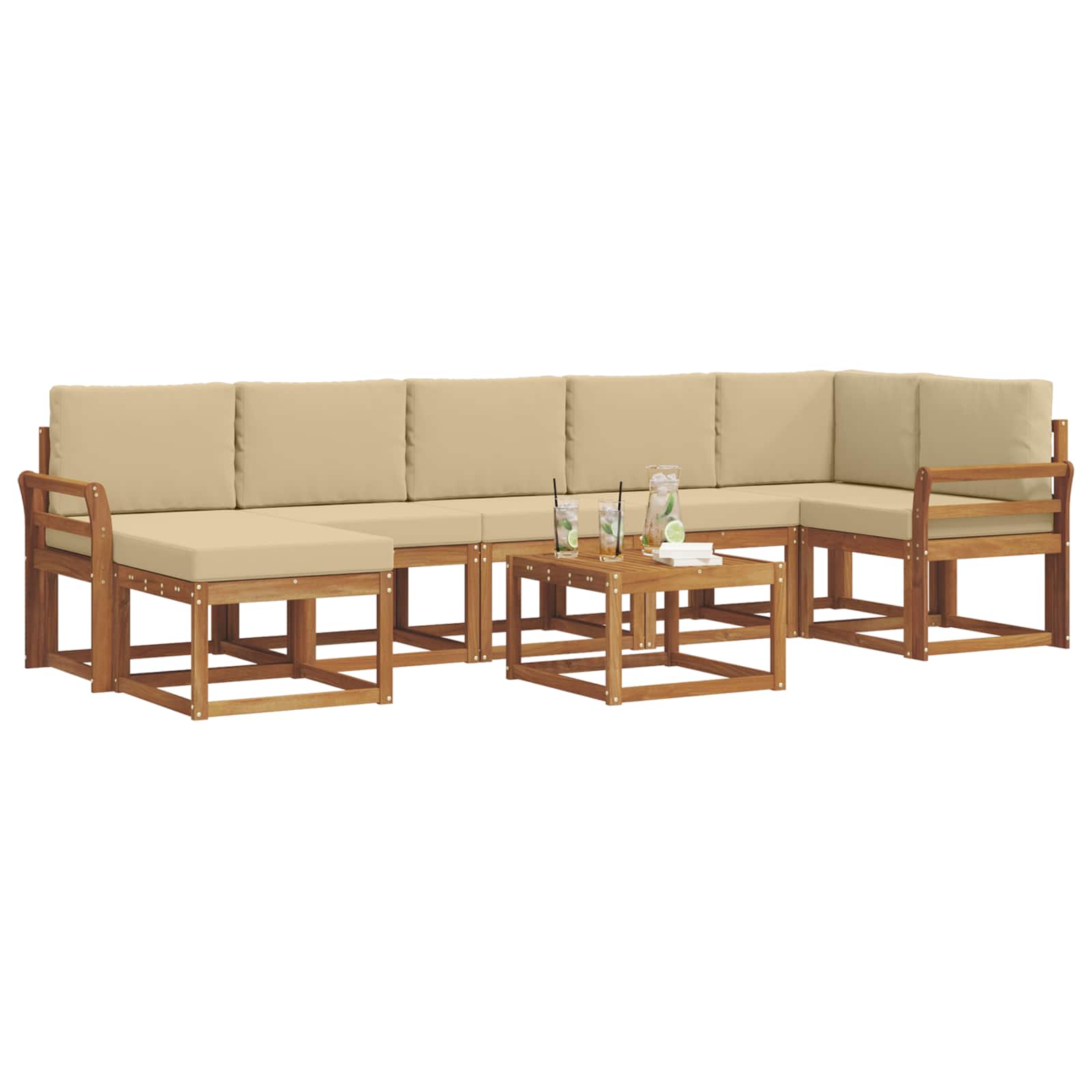 Set vanjskih sofa s jastukom 8 pcs Prirodna i bež