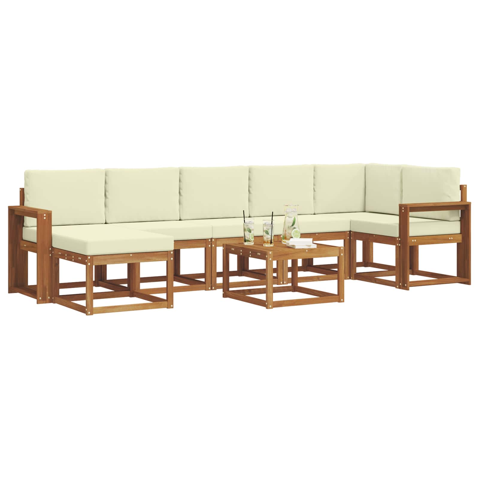 Set vanjskih sofa s jastukom 8 pcs Prirodna i krem