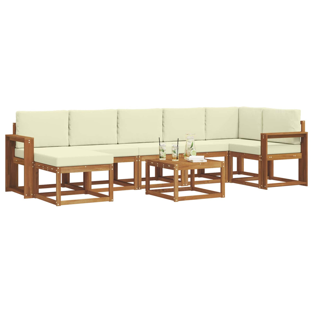 Set vanjskih sofa 8 kom. Prirodna i krem