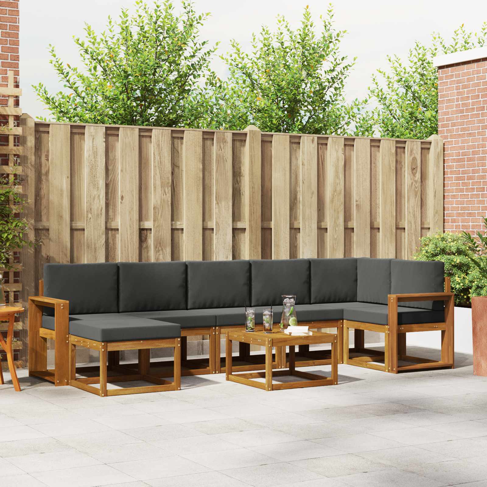 Set vanjskih sofa s jastukom 8 pcs Prirodna i antracit