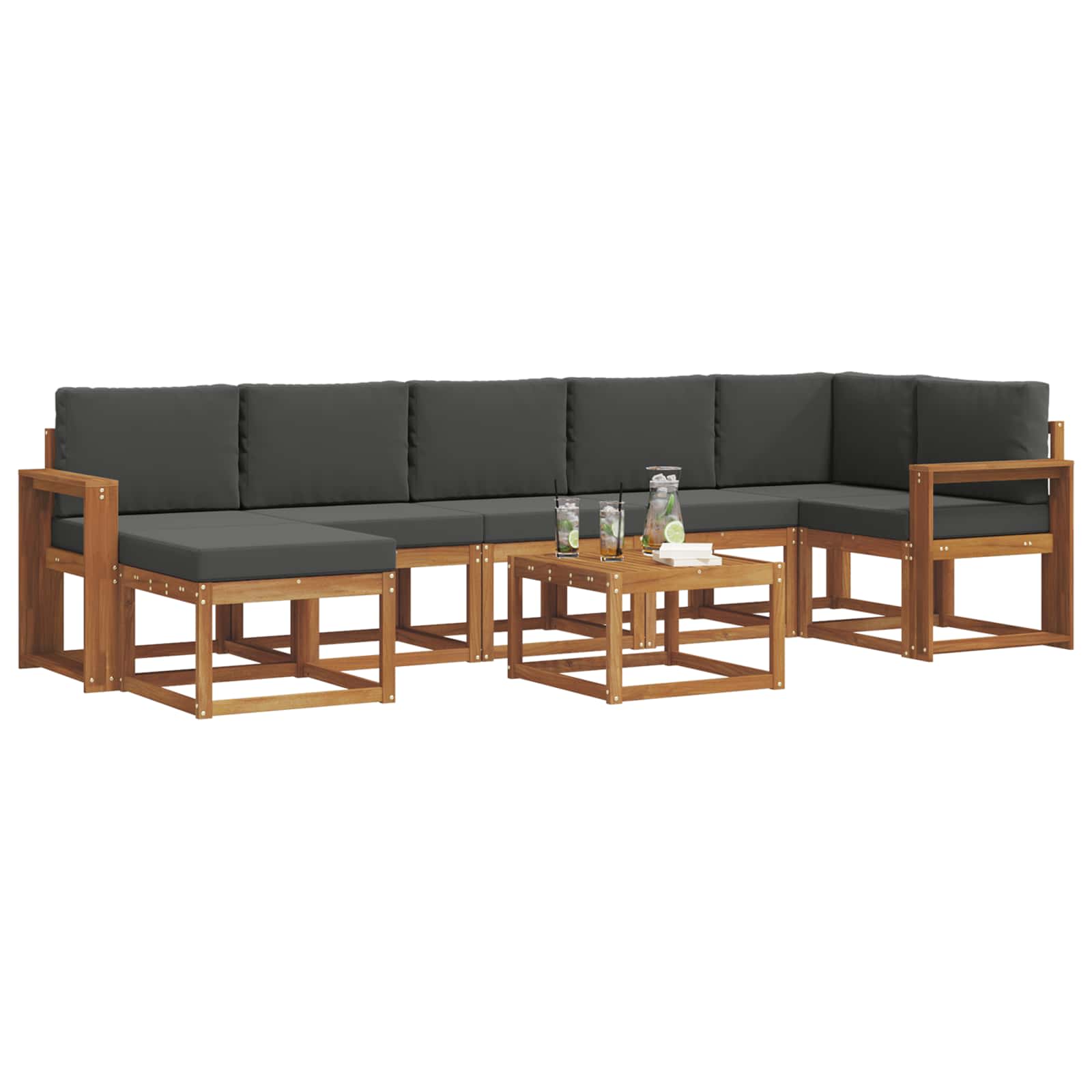 Set vanjskih sofa s jastukom 8 pcs Prirodna i antracit