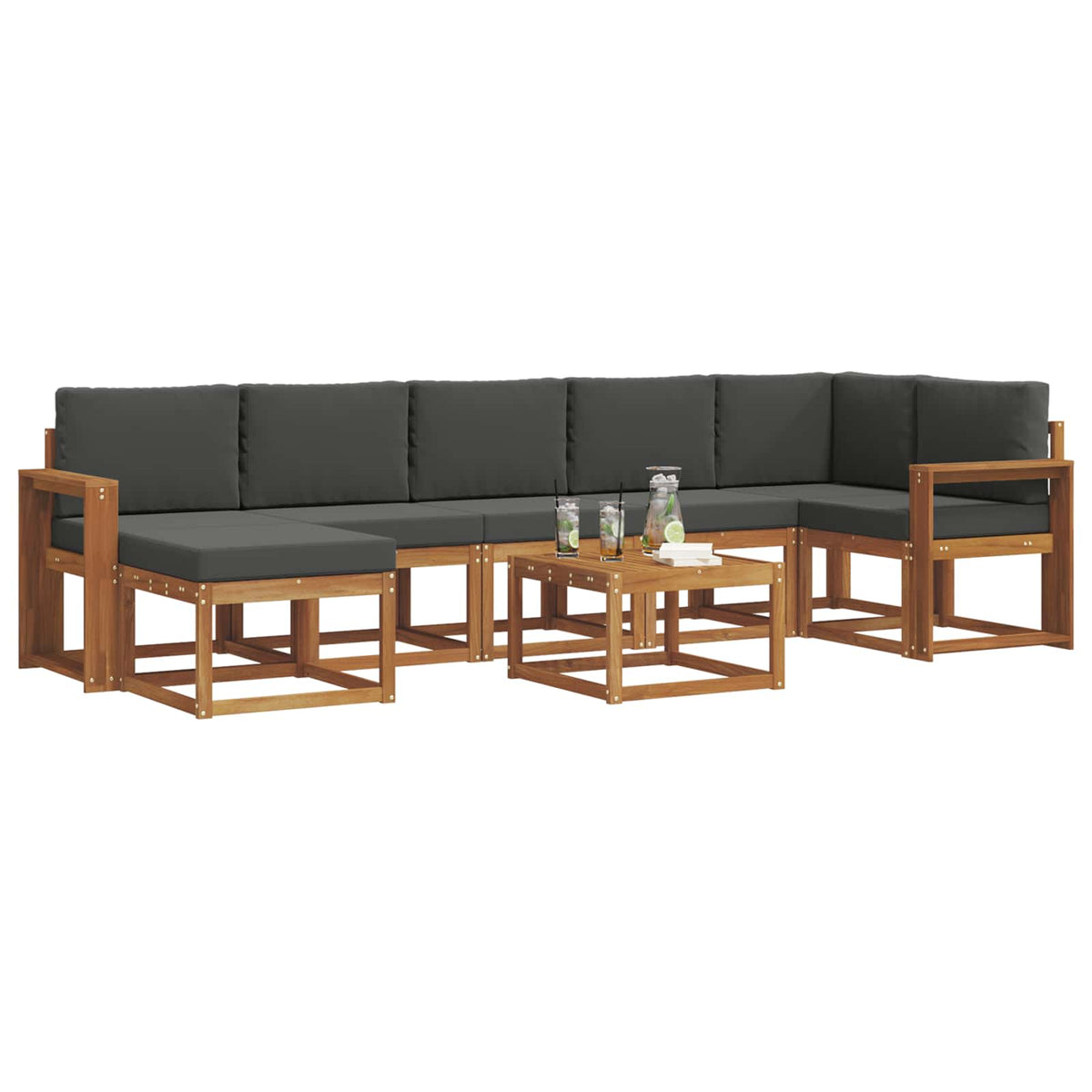 Set vanjskih sofa 8 kom. Prirodna i antracit