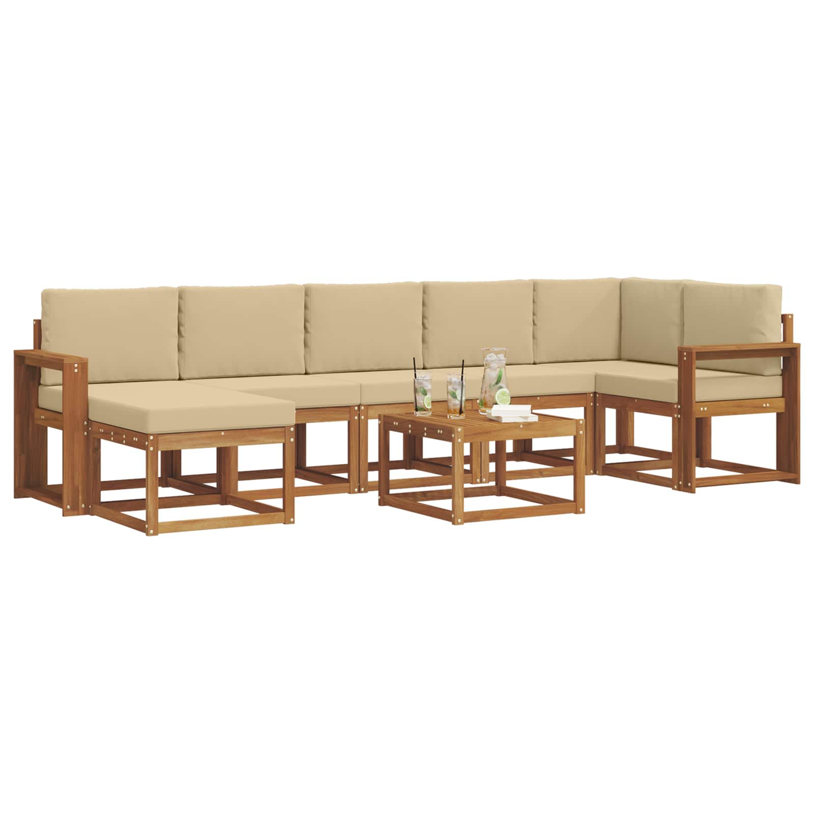 Set vanjskih sofa s jastukom 8 pcs Prirodna i bež
