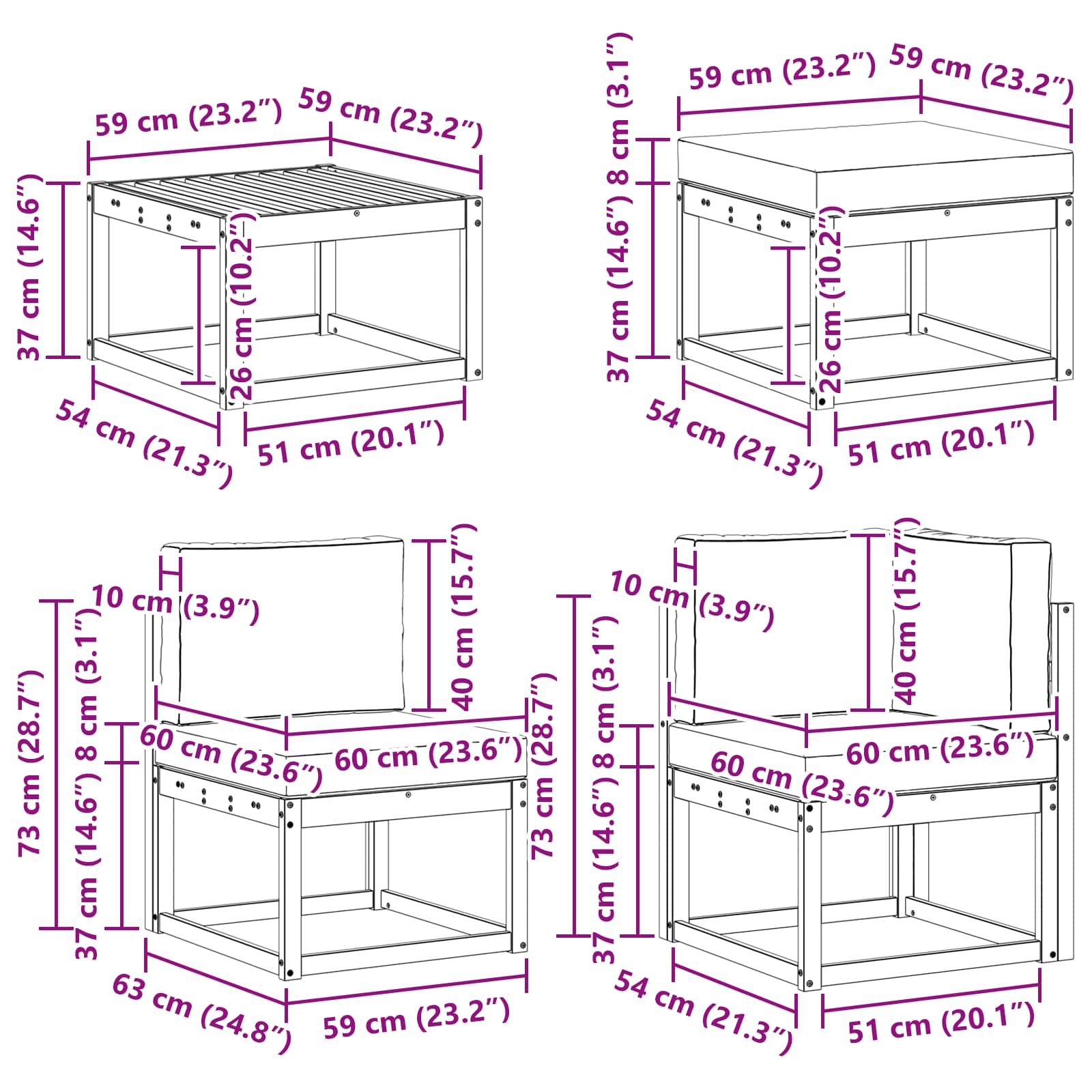 Set vanjskih sofa s jastukom 8 pcs Prirodna i bež