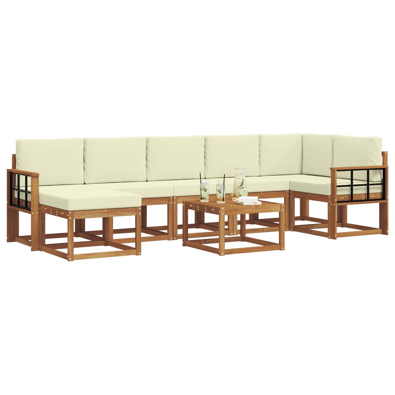 Set vanjskih sofa s jastukom 8 pcs Prirodna i krem