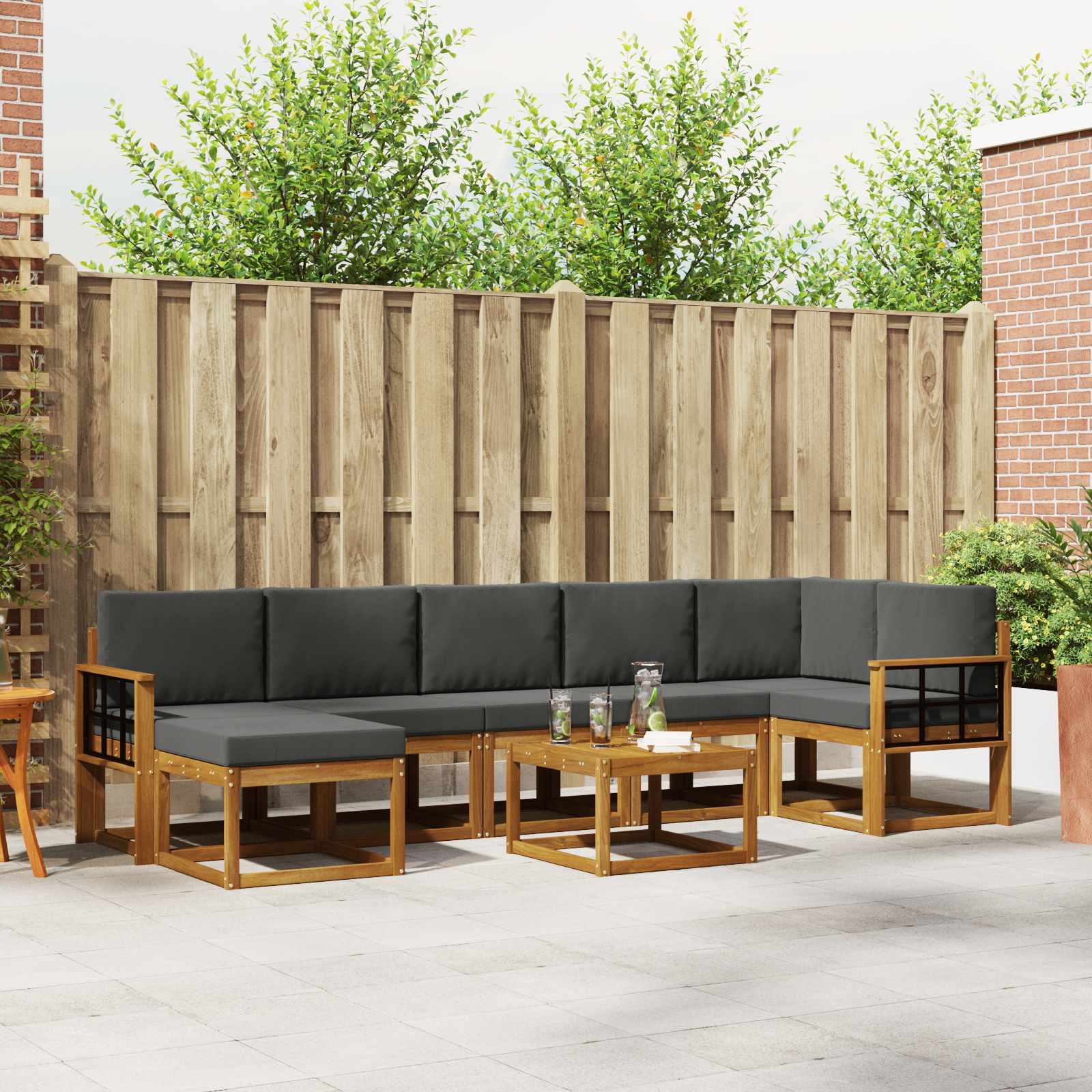 Set vanjskih sofa s jastukom 8 pcs Prirodna i antracit