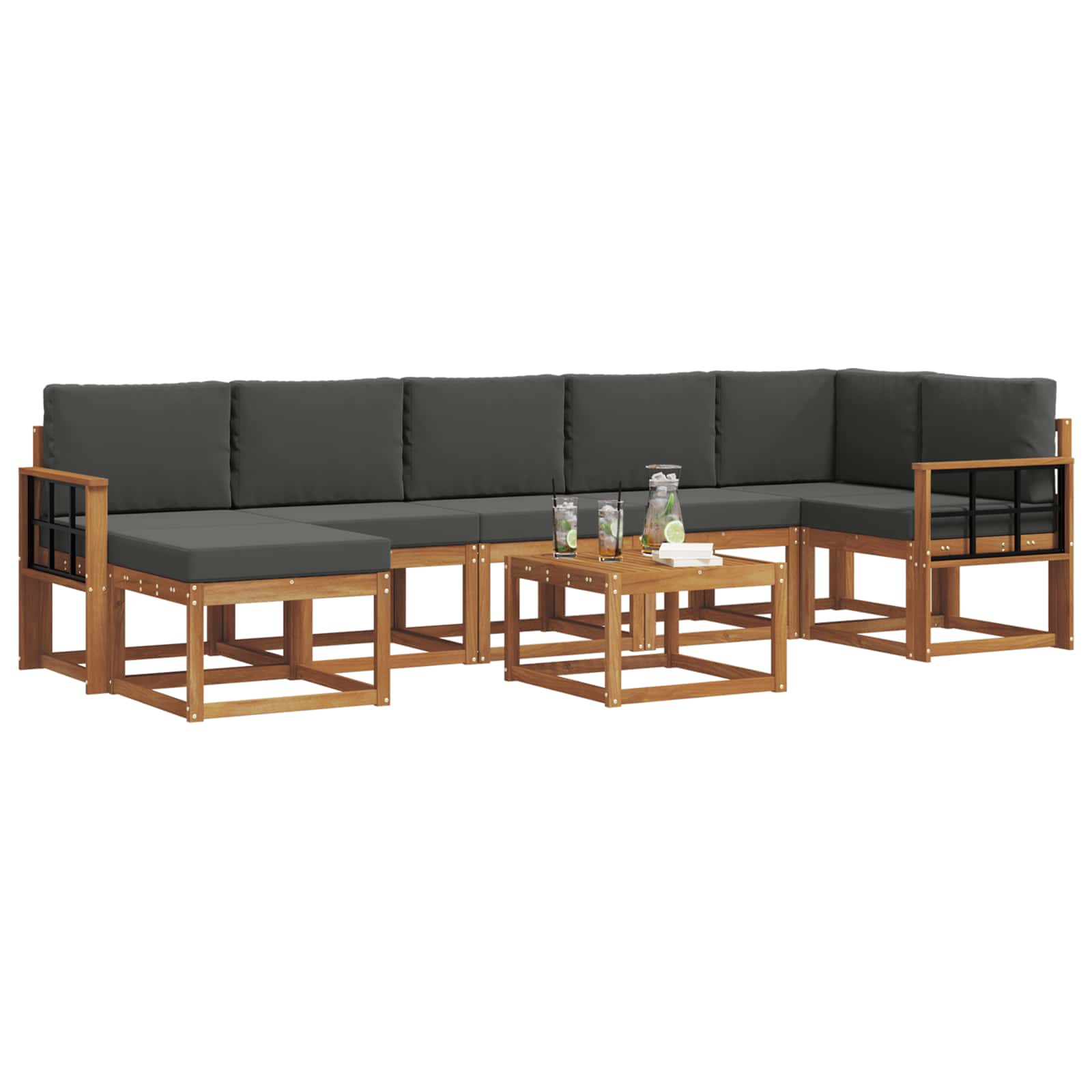 Set vanjskih sofa s jastukom 8 pcs Prirodna i antracit