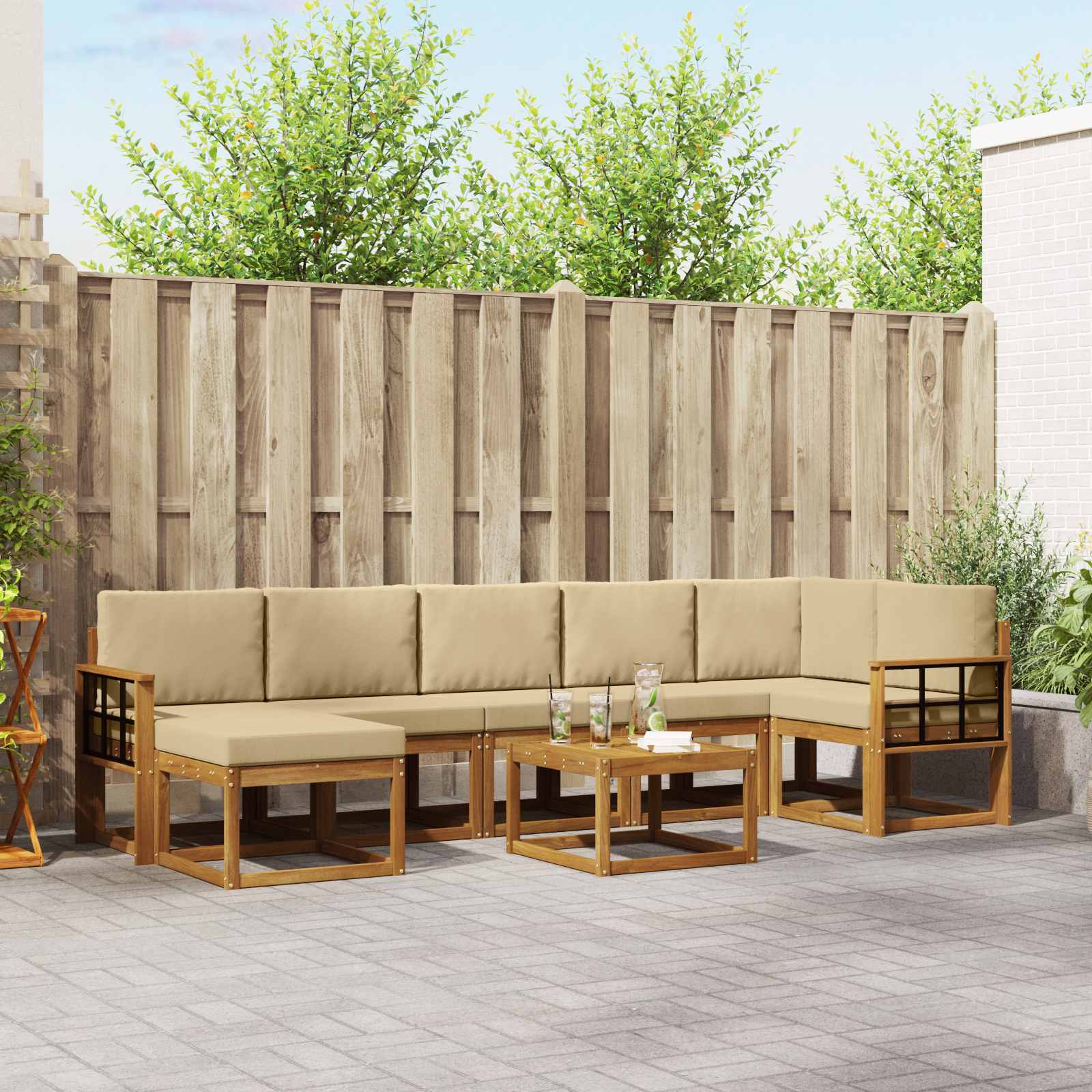 Set vanjskih sofa s jastukom 8 pcs Prirodna i bež