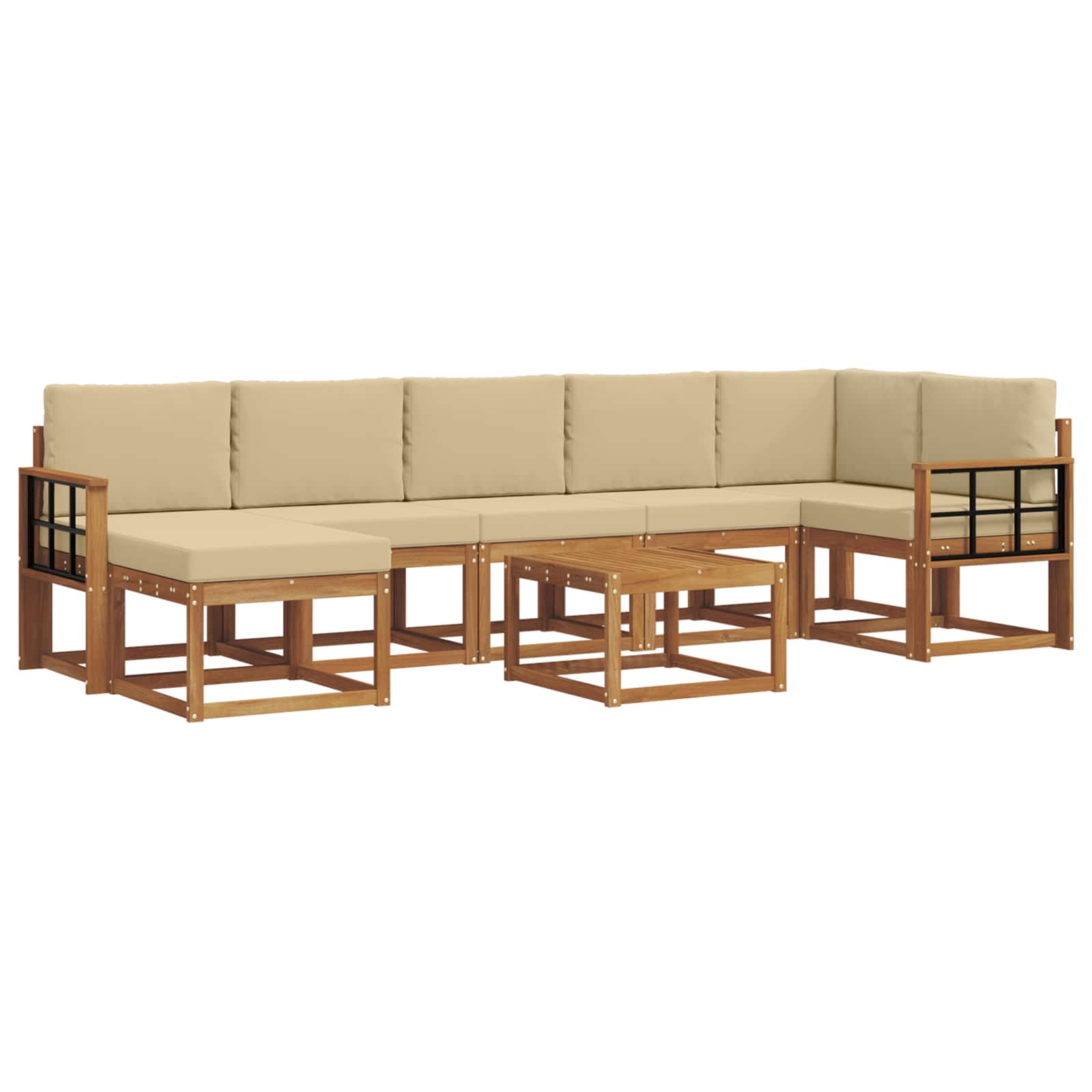 Set vanjskih sofa s jastukom 8 pcs Prirodna i bež