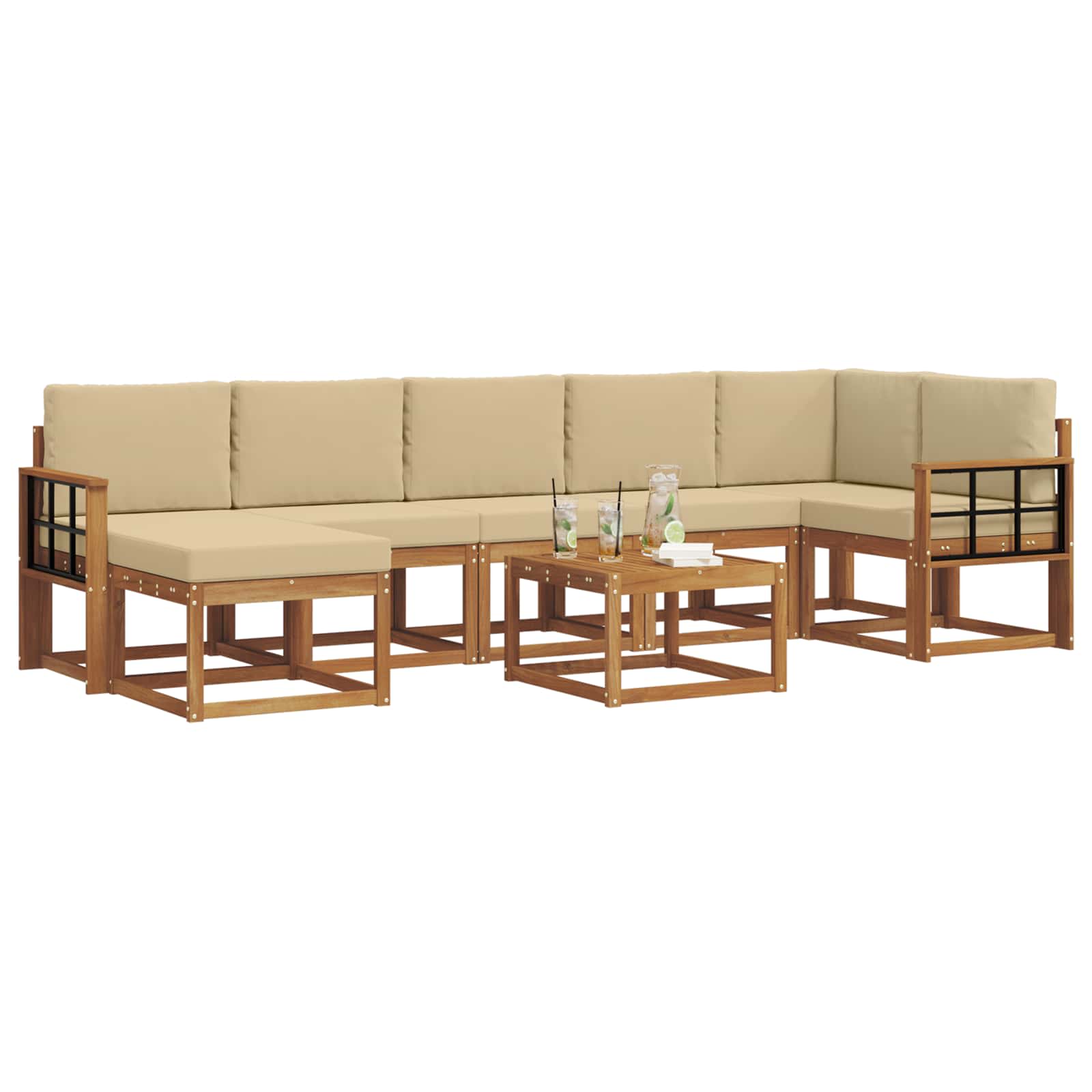 Set vanjskih sofa s jastukom 8 pcs Prirodna i bež