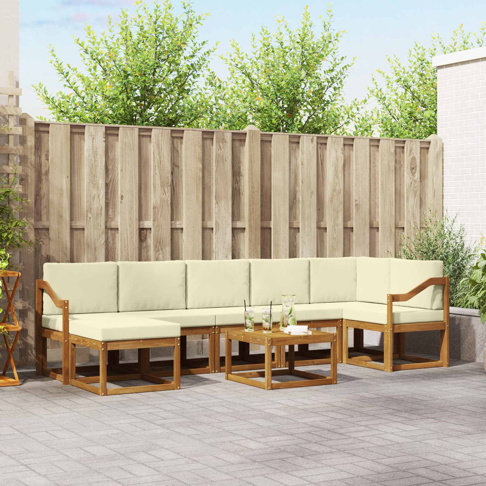 Set vanjskih sofa s jastukom 8 pcs Prirodna i krem