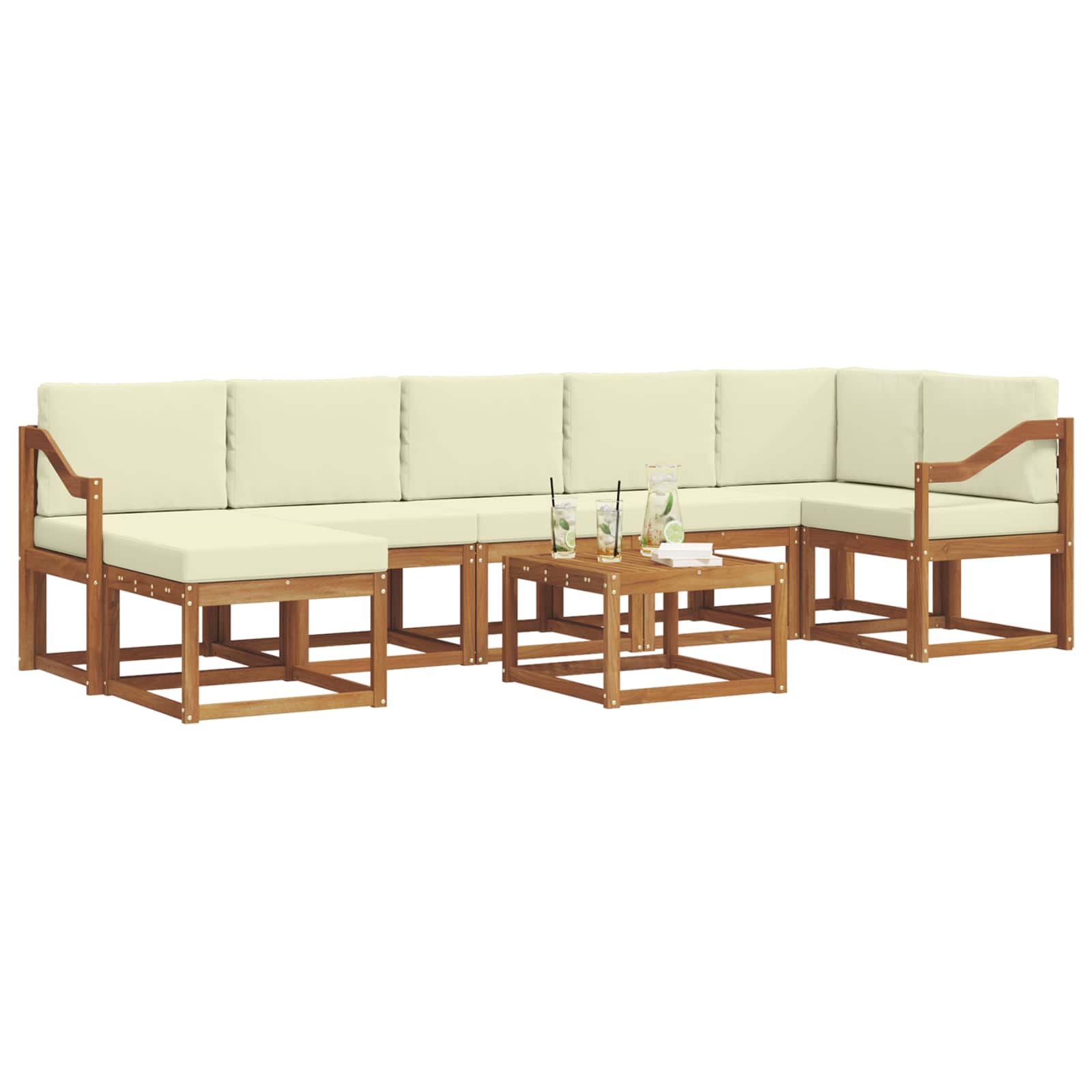 Set vanjskih sofa s jastukom 8 pcs Prirodna i krem