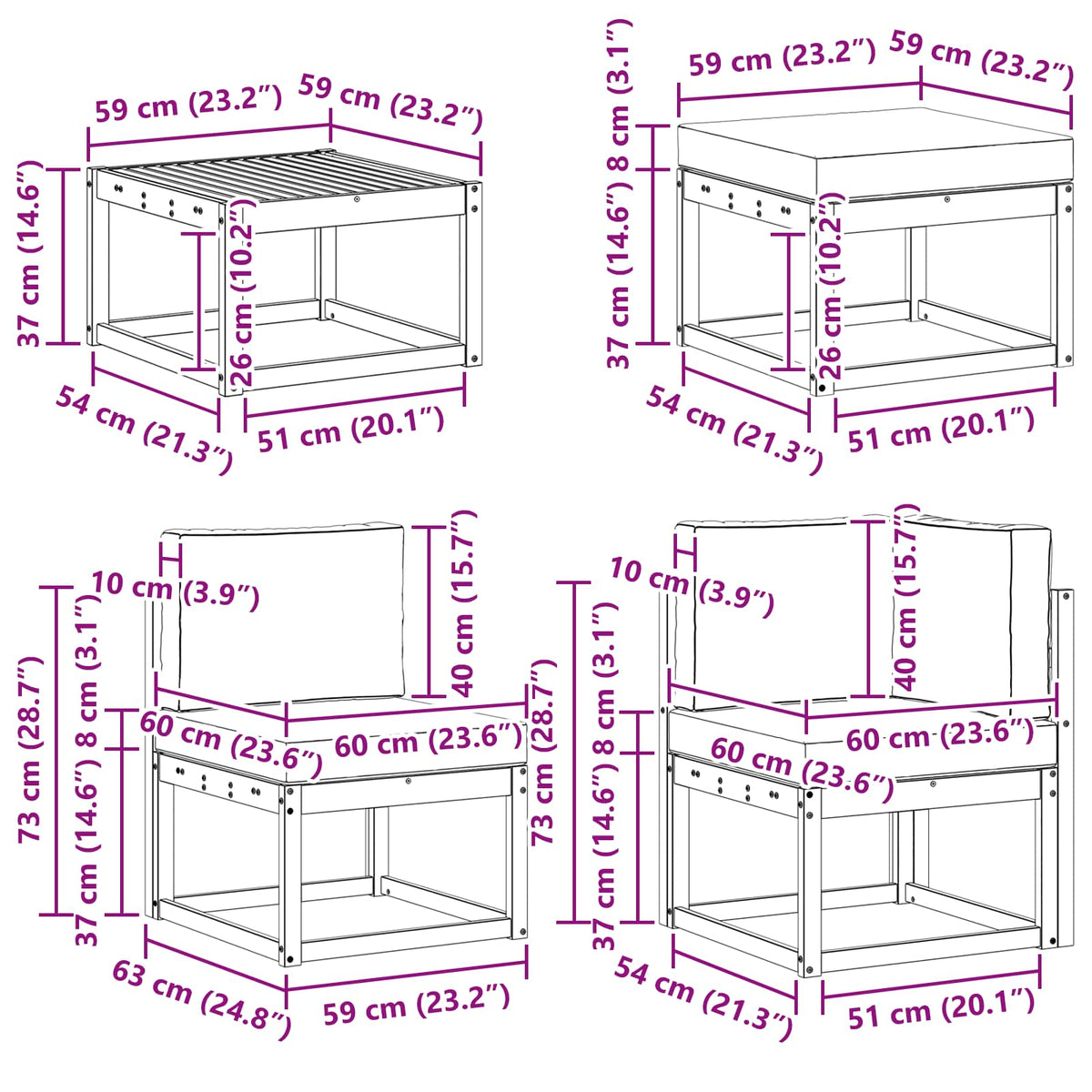 Set vanjskih sofa 8 kom. Prirodna i krem